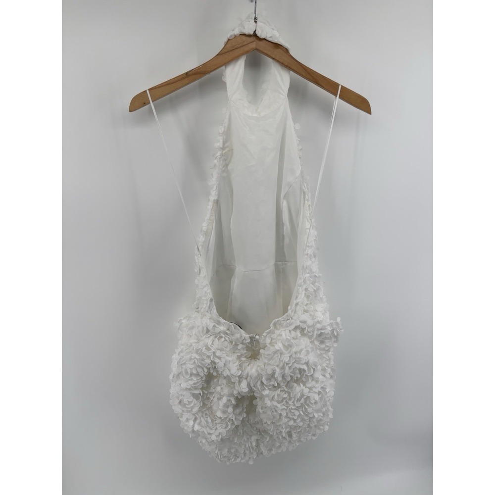 AKIRA Treat Me Well Textured Mini Dress M Backless Detachable Bow Bridal Party - Picture 12 of 16